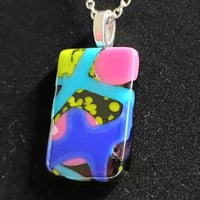Image 2 of Hand Crafted Fused Glass Pendant Necklace W/ Chain #1678