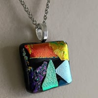 Image 2 of Hand Crafted Dichroic Fused Glass Pendant Necklace W/ Chain #1703