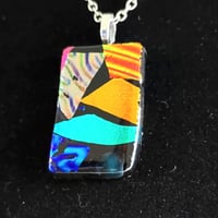 Image 2 of Hand Crafted Dichroic Fused Glass Pendant Necklace W/ Chain #1228