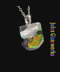 Image 2 of Hand Crafted Dichroic Fused Glass Pendant Necklace W/ Chain #1526