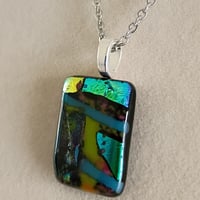 Image 3 of Hand Crafted Dichroic Fused Glass Pendant Necklace W/ Chain #1704