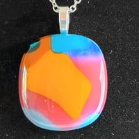 Image 3 of Hand Crafted Dichroic Fused Glass Pendant Necklace W/ Chain #1141