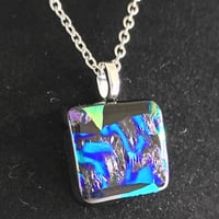 Image 3 of Hand Crafted Dichroic Fused Glass Pendant Necklace W/ Chain #1701