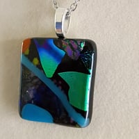 Image 3 of Hand Crafted Dichroic Fused Glass Pendant Necklace W/ Chain #1699