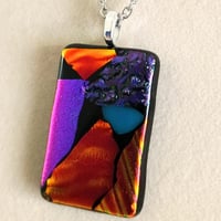 Image 3 of Hand Crafted Dichroic Fused Glass Pendant Necklace W/ Chain #1698