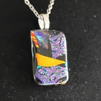 Image 3 of Hand Crafted Dichroic Fused Glass Pendant Necklace W/ Chain #1702