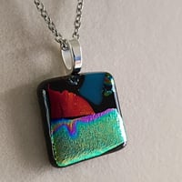 Image 3 of Hand Crafted Dichroic Fused Glass Pendant Necklace W/ Chain #1427