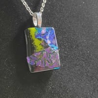 Image 3 of Hand Crafted Dichroic Fused Glass Pendant Necklace W/ Chain #1673