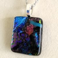 Image 3 of Hand Crafted Dichroic Fused Glass Pendant Necklace W/ Chain #1687