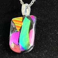 Image 3 of Hand Crafted Dichroic Fused Glass Pendant Necklace W/ Chain #1697