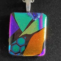 Image 3 of Hand Crafted Dichroic Fused Glass Pendant Necklace W/ Chain #1686