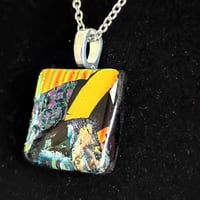 Image 3 of Hand Crafted Dichroic Fused Glass Pendant Necklace W/ Chain #1707