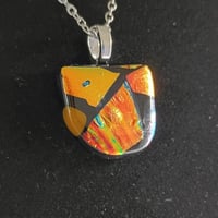 Image 3 of Hand Crafted Dichroic Fused Glass Pendant Necklace W/ Chain #1714
