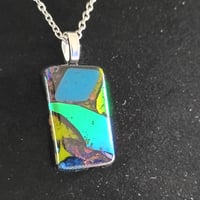 Image 3 of Hand Crafted Dichroic Fused Glass Pendant Necklace W/ Chain #1214