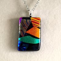 Image 3 of Hand Crafted Dichroic Fused Glass Pendant Necklace W/ Chain #1228