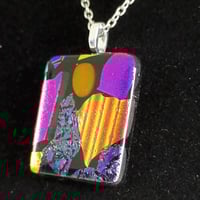 Image 3 of Hand Crafted Dichroic Fused Glass Pendant Necklace W/ Chain #1151
