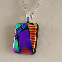 Image 3 of Hand Crafted Dichroic Fused Glass Pendant Necklace W/ Chain #1222