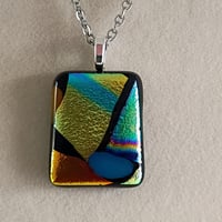 Image 3 of Hand Crafted Dichroic Fused Glass Pendant Necklace W/ Chain #1312
