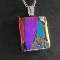Image 3 of Hand Crafted Dichroic Fused Glass Pendant Necklace W/ Chain #1147