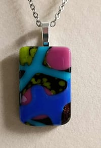 Image 3 of Hand Crafted Fused Glass Pendant Necklace W/ Chain #1678