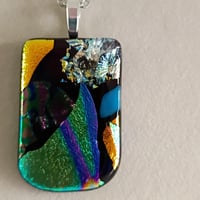 Image 3 of Hand Crafted Dichroic Fused Glass Pendant Necklace W/ Chain #1175