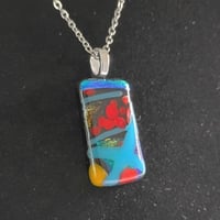 Image 3 of Hand Crafted Dichroic Fused Glass Pendant Necklace W/ Chain #1162