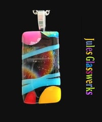 Image 1 of Hand Crafted Dichroic Fused Glass Pendant Necklace W/ Chain #1732