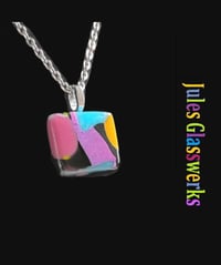 Image 1 of Hand Crafted Dichroic Fused Glass Pendant Necklace W/ Chain #1734