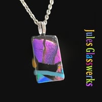 Image 1 of Hand Crafted Dichroic Fused Glass Pendant Necklace W/ Chain #1650