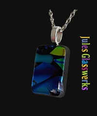 Image 1 of Hand Crafted Dichroic Fused Glass Pendant Necklace W/ Chain #1680