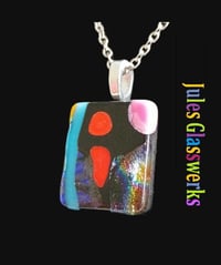 Image 1 of Hand Crafted Dichroic Fused Glass Pendant Necklace W/ Chain #1710