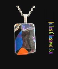 Image 1 of Hand Crafted Dichroic Fused Glass Pendant Necklace W/ Chain #1679