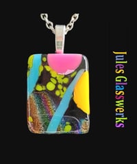 Image 1 of Hand Crafted Dichroic Fused Glass Pendant Necklace W/ Chain #1731