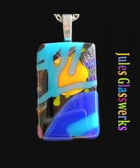 Image 1 of Hand Crafted Dichroic Fused Glass Pendant Necklace W/ Chain #1735