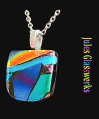 Image 1 of Hand Crafted Dichroic Fused Glass Pendant Necklace W/ Chain #1728