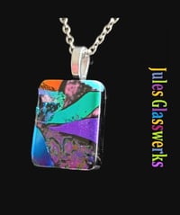 Image 1 of Hand Crafted Dichroic Fused Glass Pendant Necklace W/ Chain #1720