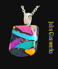 Image 1 of Hand Crafted Dichroic Fused Glass Pendant Necklace W/ Chain #1672