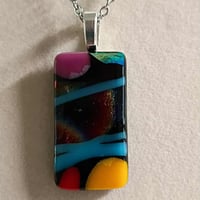 Image 2 of Hand Crafted Dichroic Fused Glass Pendant Necklace W/ Chain #1732