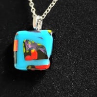 Image 2 of Hand Crafted Dichroic Fused Glass Pendant Necklace W/ Chain #1676