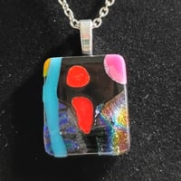 Image 2 of Hand Crafted Dichroic Fused Glass Pendant Necklace W/ Chain #1710