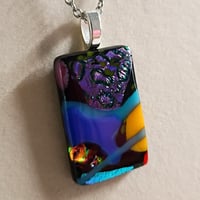 Image 2 of Hand Crafted Dichroic Fused Glass Pendant Necklace W/ Chain #1696