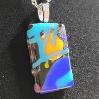 Image 2 of Hand Crafted Dichroic Fused Glass Pendant Necklace W/ Chain #1735
