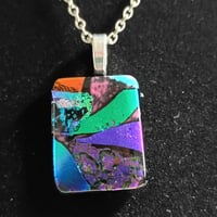 Image 2 of Hand Crafted Dichroic Fused Glass Pendant Necklace W/ Chain #1720