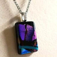 Image 2 of Hand Crafted Dichroic Fused Glass Pendant Necklace W/ Chain #1650