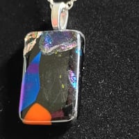 Image 2 of Hand Crafted Dichroic Fused Glass Pendant Necklace W/ Chain #1679