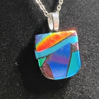 Image 2 of Hand Crafted Dichroic Fused Glass Pendant Necklace W/ Chain #1728