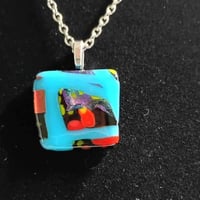 Image 3 of Hand Crafted Dichroic Fused Glass Pendant Necklace W/ Chain #1676