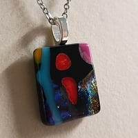 Image 3 of Hand Crafted Dichroic Fused Glass Pendant Necklace W/ Chain #1710