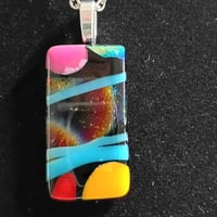 Image 3 of Hand Crafted Dichroic Fused Glass Pendant Necklace W/ Chain #1732