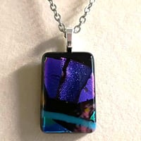 Image 3 of Hand Crafted Dichroic Fused Glass Pendant Necklace W/ Chain #1650